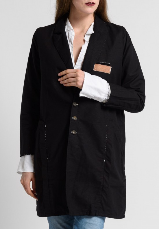 Umit Unal Long Linen Jacket in Black	