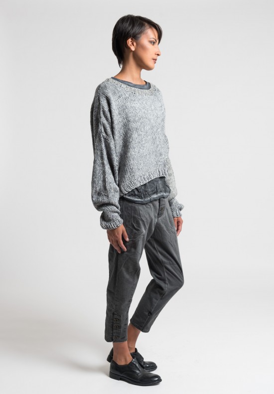 Umit Unal Wool Long Sleeve Sweater in Dark Grey	