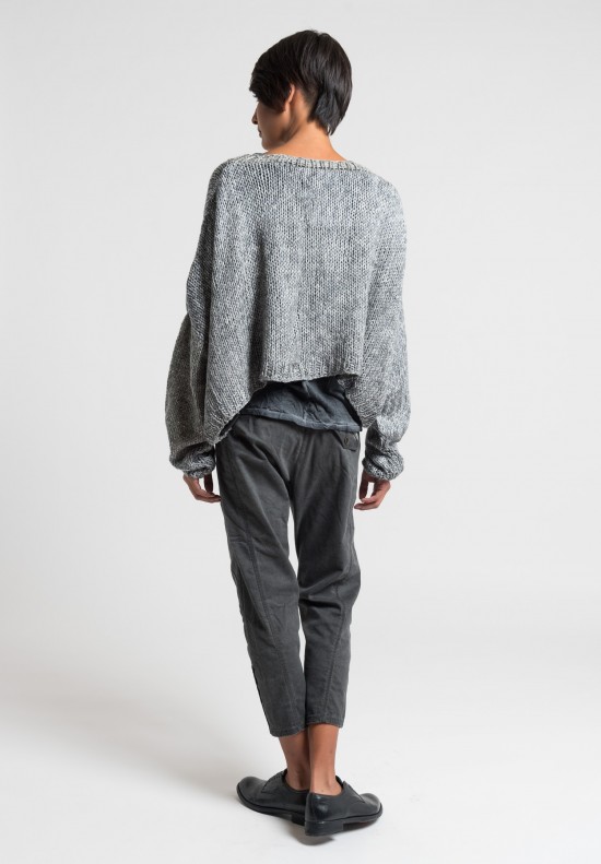 Umit Unal Wool Long Sleeve Sweater in Dark Grey	