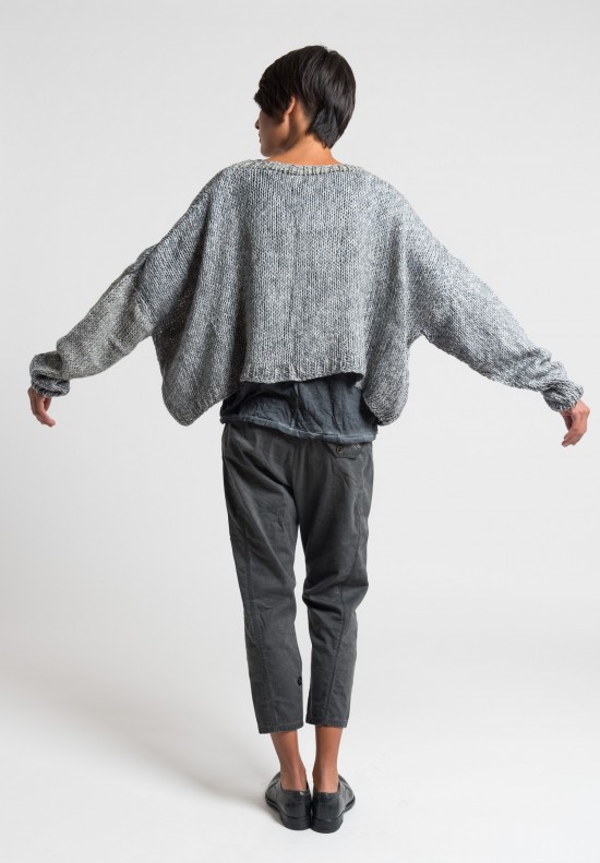 Umit Unal Wool Long Sleeve Sweater in Dark Grey	