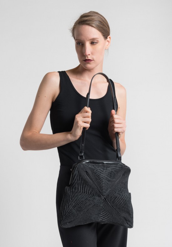 Issey Miyake Meteorite Shoulder Bag in Charcoal	