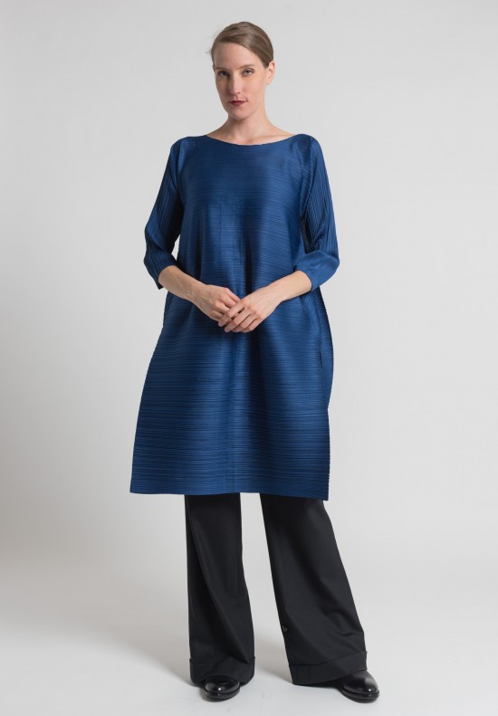 Issey Miyake Pleats Please Edgy Bounce Dress in Blue | Santa Fe