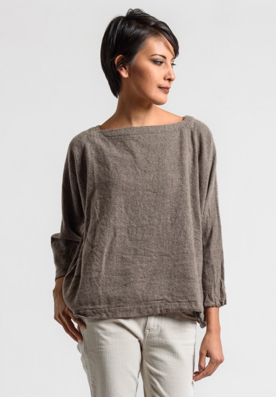Daniela Gregis Washed Cashmere Top in Natural/Brown	