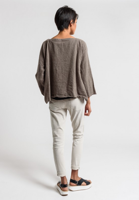 Daniela Gregis Washed Cashmere Top in Natural/Brown	