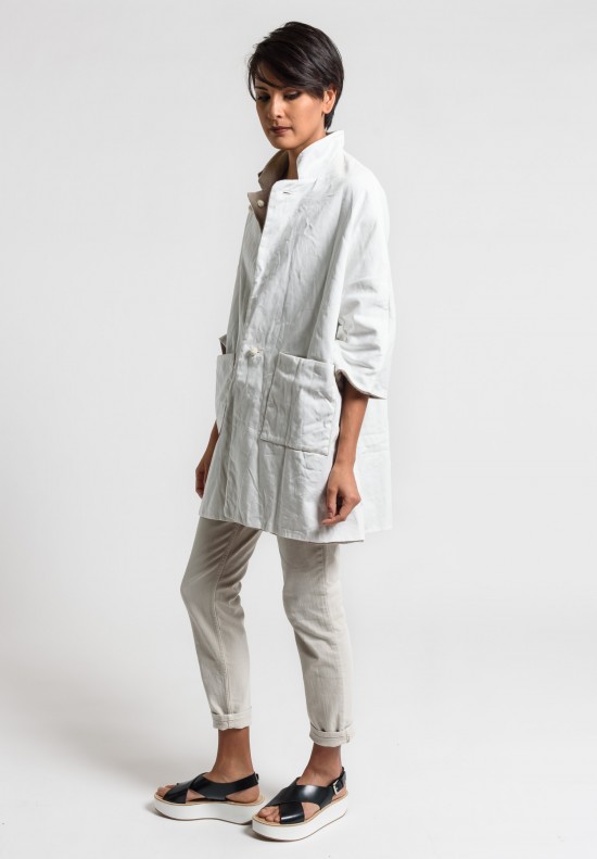 Daniela Gregis Cotton/Cashmere Reversible Coat in Cream/Natural	