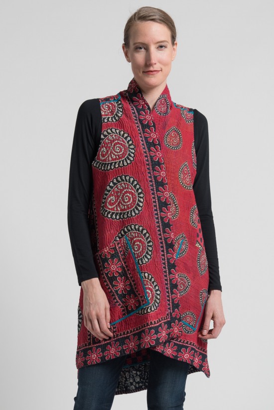 Mieko Mintz Reversible A-Line Vest in Red/Navy	