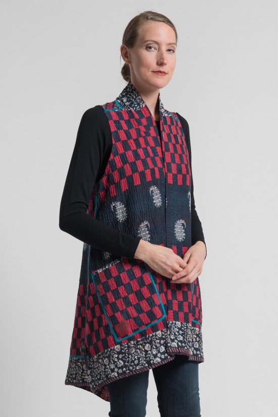 Mieko Mintz Reversible A-Line Vest in Red/Navy	