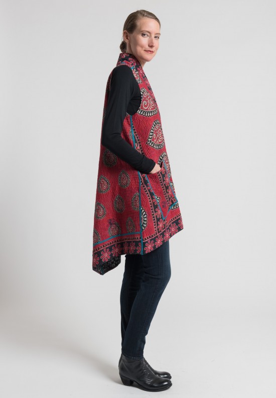 Mieko Mintz Reversible A-Line Vest in Red/Navy	