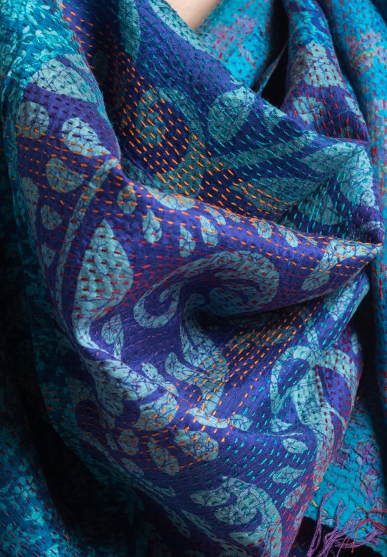 Mieko Mintz Reversible Silk Scarf in Turquoise | Santa Fe Dry Goods ...