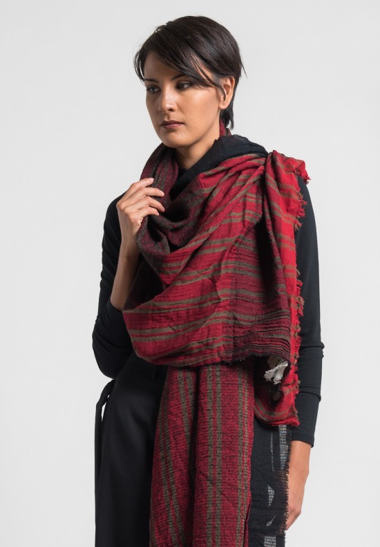 Uma Wang Large Striped Scarf in Red	