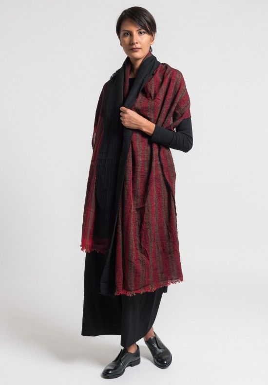 Uma Wang Large Striped Scarf in Red	