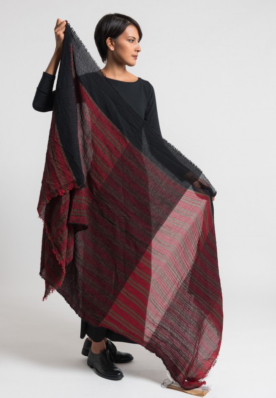 Uma Wang Large Striped Scarf in Red	