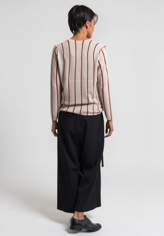 Uma Wang Cashmere Striped Sweater in Cream/Red	