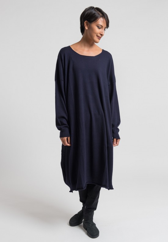 Rundholz Black Label Cotton/Cashmere Tunic Dress in Volcano	