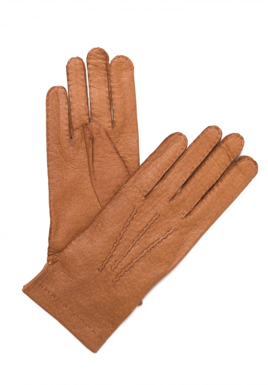 Hestra Handsewn Peccary Leather Unlined Gloves in Cork
