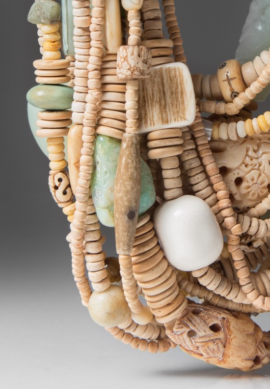 Monies UNIQUE Jade, Mammoth, Pearl & Bone Necklace