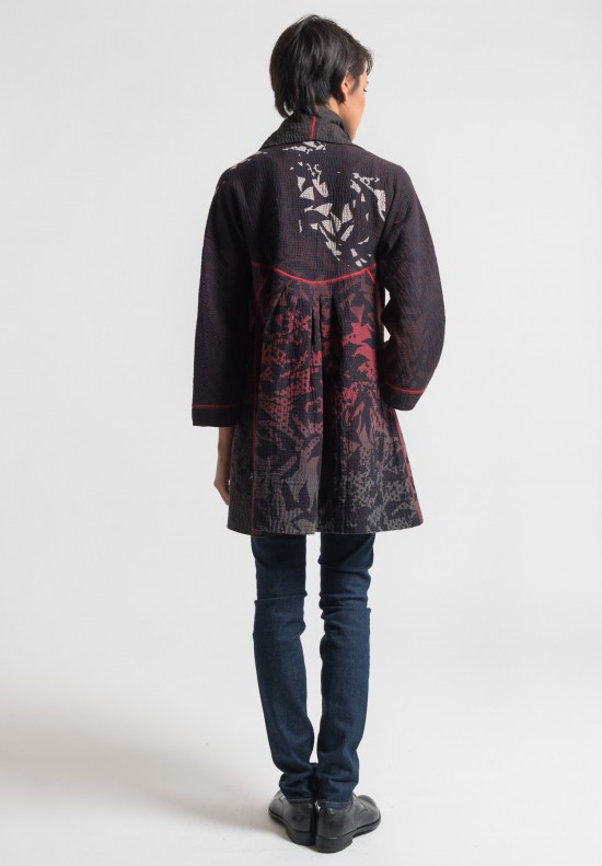 Mieko Mintz Reversible Twilight Print Back Tuck Jacket in Black/Red	