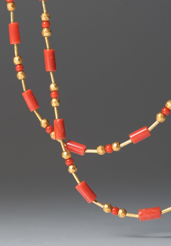 	Greig Porter 18K Gold & Coral Bead Necklace