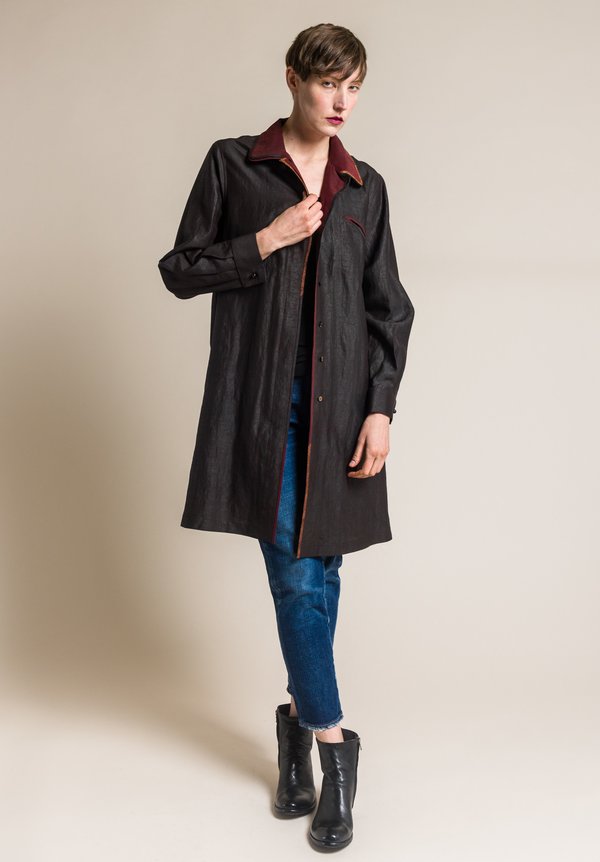 Sophie Hong Silk Double Collar Jacket in Black/Red