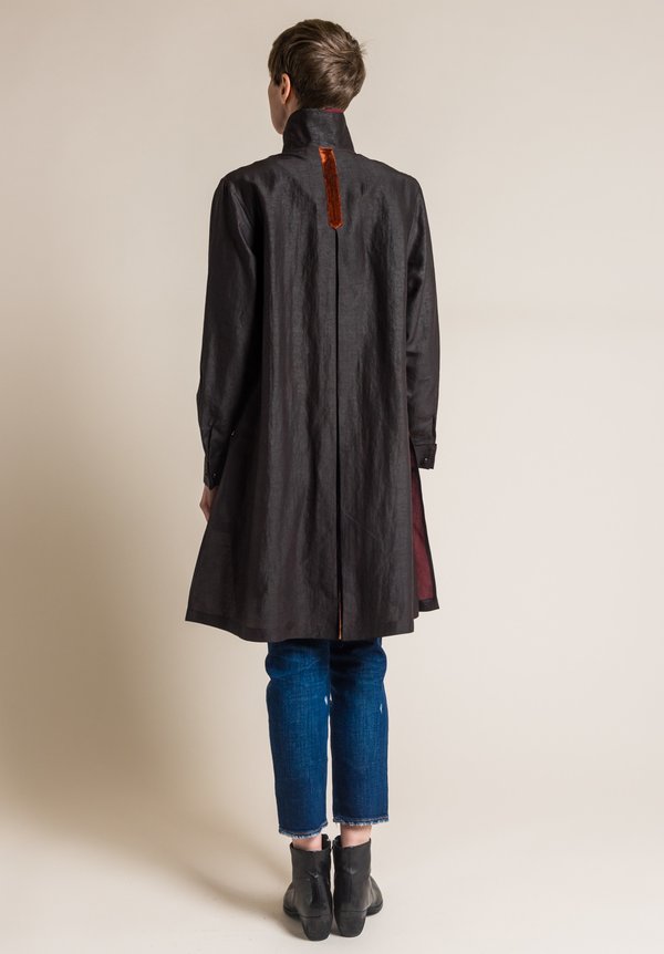 Sophie Hong Silk Double Collar Jacket in Black/Red