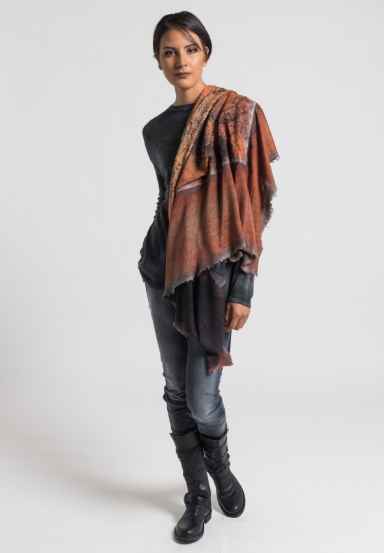Avant Toi Felted Silk Water Print Scarf in Canyon	