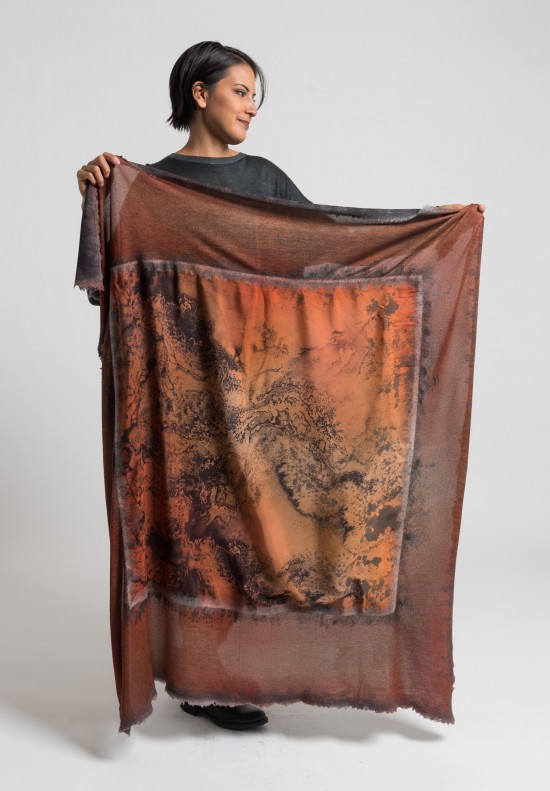 Avant Toi Felted Silk Water Print Scarf in Canyon	