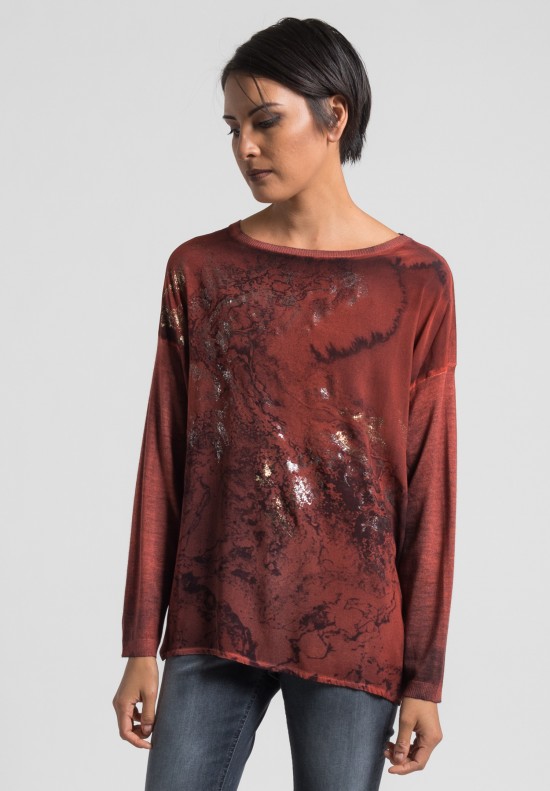 Avant Toi Cashmere/Silk Front Water Print Sweater in Canyon	