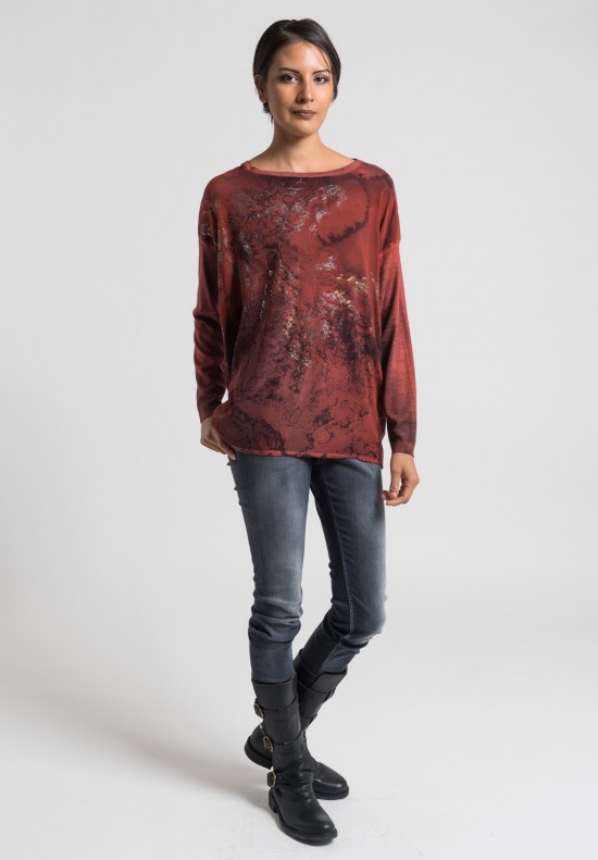 Avant Toi Cashmere/Silk Front Water Print Sweater in Canyon	