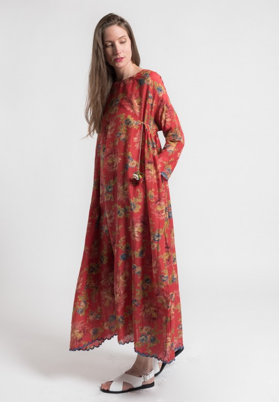 Pero Cotton/Silk Long Floral Dress in Red | Santa Fe Dry Goods ...