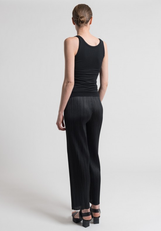 Issey Miyake Pleats Please Wide Leg Pants With Pockets And Front Slits  Emerald Green | lupon.gov.ph