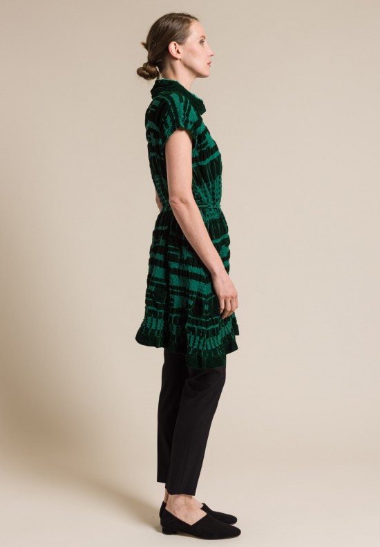 Issey Miyake Velvet 'Chord Flocky Print' Tunic Dress Green