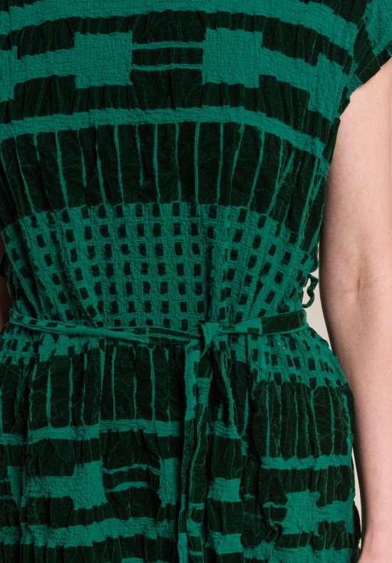 Issey Miyake Velvet 'Chord Flocky Print' Tunic Dress Green