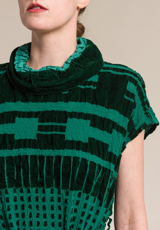 Issey Miyake Velvet 'Chord Flocky Print' Tunic Dress Green