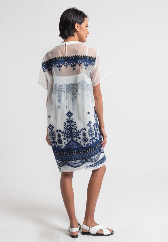 Sacai Tribal Lace Dress in Off White	