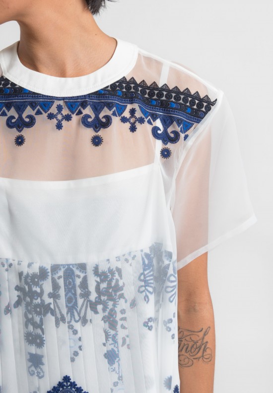 Sacai Tribal Lace Dress in Off White	