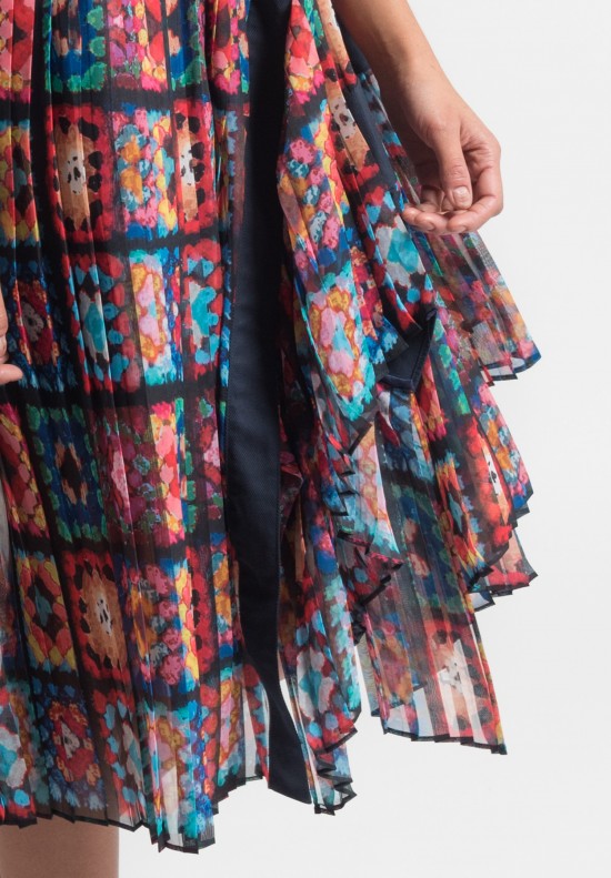 Sacai Pleated Crochet Dress in Multi	