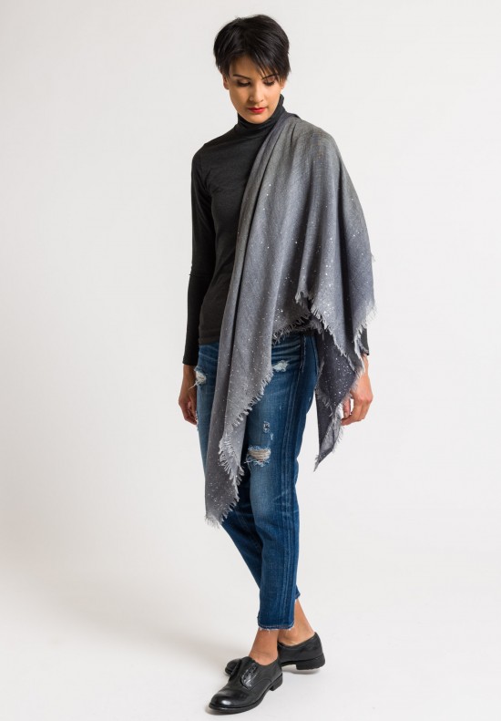 Faliero Sarti Grey Ombre Scarf with Sequins