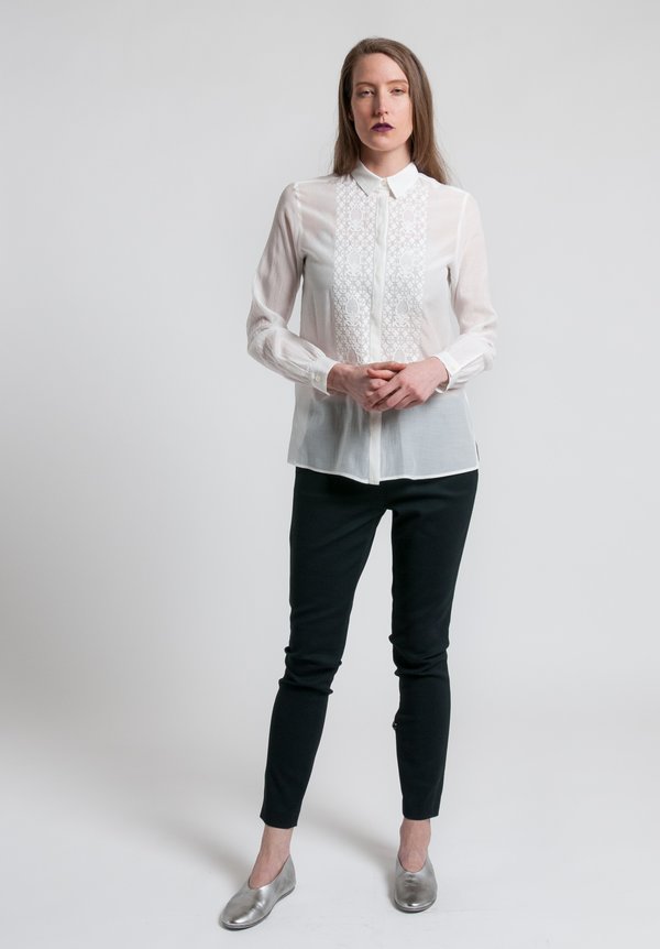 Etro Cotton/Silk Sheer Embroidered Shirt in White	