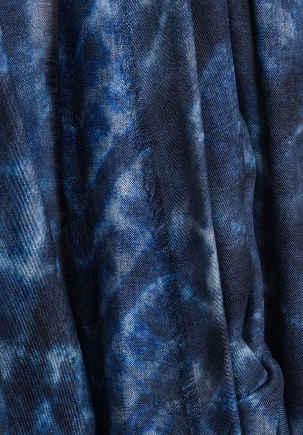 Alonpi Cashmere Cashmere/Silk Printed Nora Scarf in Blue