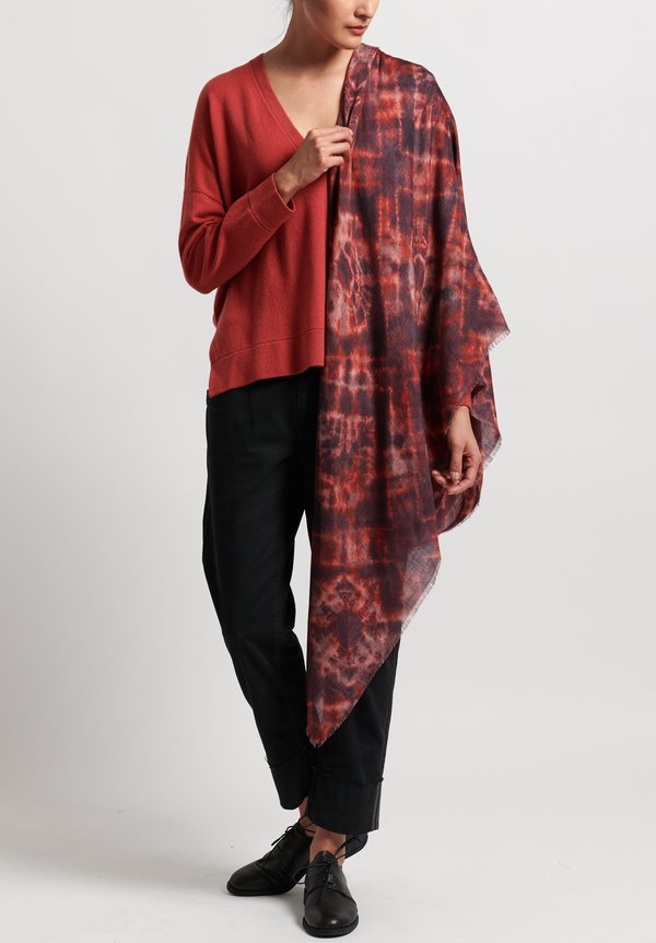 Alonpi Cashmere Printed Nora Scarf in Red	