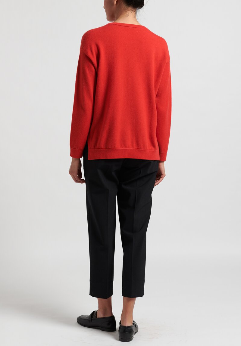 Brunello Cucinelli Cashmere Boxy Sweater in Bright Red	