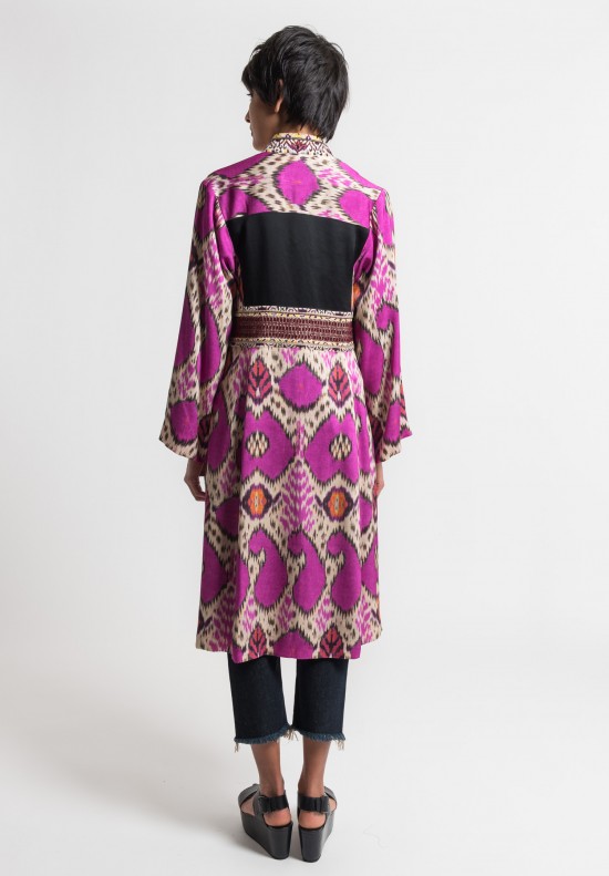 Etro Embroidered and Beaded Ikat Print Jacket in Pink	