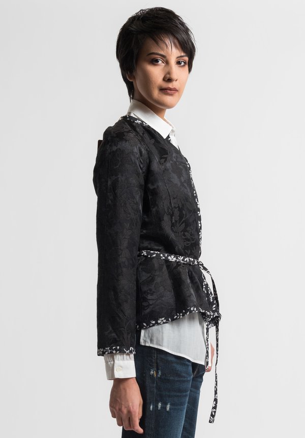Etro Floral Jacquard Kimono Jacket in Black	