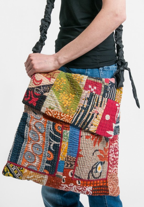 Mieko Mintz 5-Layer Vintage Cotton Messenger Bag in Multi	