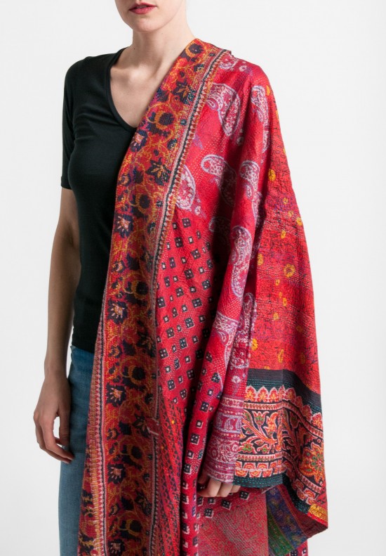 Mieko Mintz Vintage Silk Patched Shawl in Red/Gold | Santa Fe Dry Goods ...