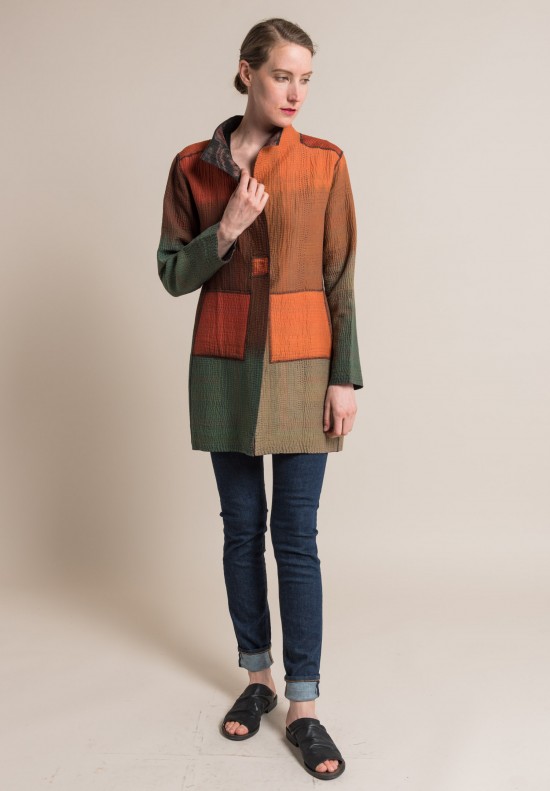 Mieko Mintz Landscape Print Medium Coat in Brown