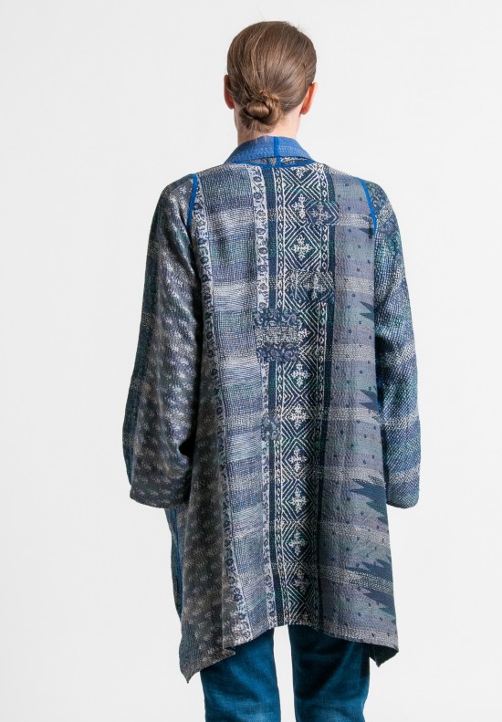 Mieko Mintz Silk/Cotton Ombre Print A-Line Jacket in Blue/Black | Santa ...