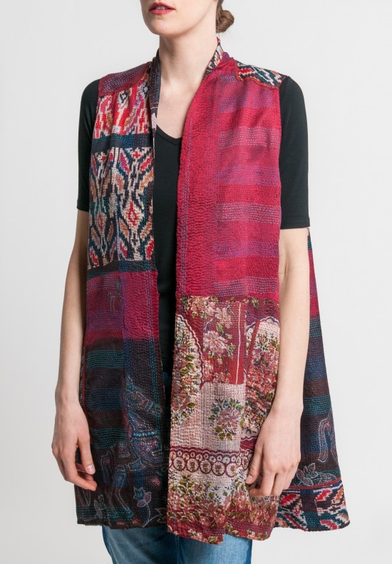 Mieko Mintz Vintage Silk A-Line Vest in Maroon	