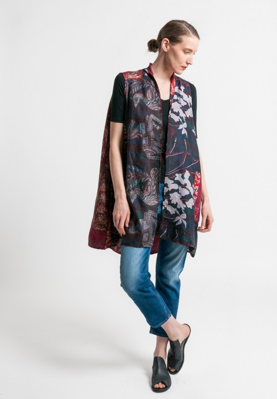 Mieko Mintz Vintage Silk A-Line Vest in Maroon	