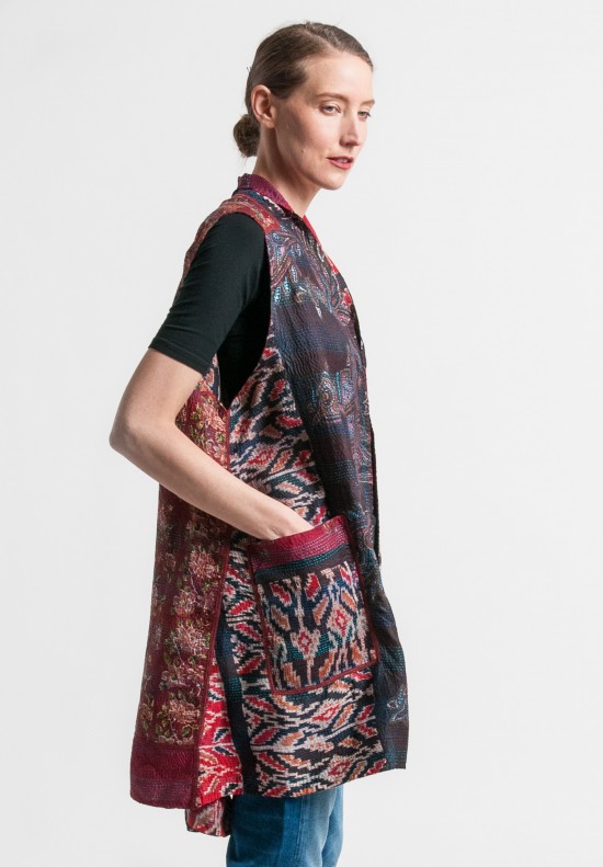 Mieko Mintz Vintage Silk A-Line Vest in Maroon	